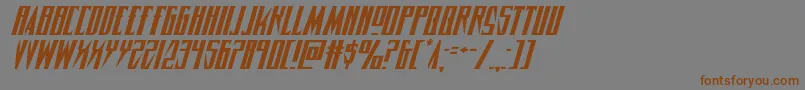 フォントTimberwolfexpandital2 – 茶色の文字が灰色の背景にあります。