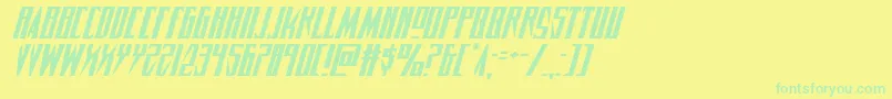 フォントTimberwolfexpandital2 – 黄色い背景に緑の文字