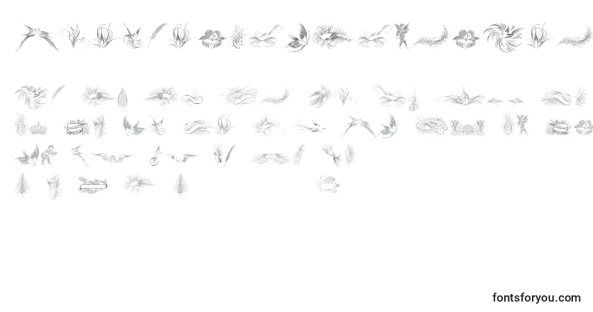 Schriftart PenmanshipBirdsAndOrnamentsFree – Alphabet, Zahlen, spezielle Symbole