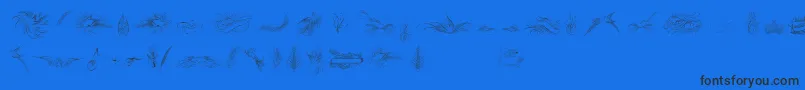 PenmanshipBirdsAndOrnamentsFree Font – Black Fonts on Blue Background