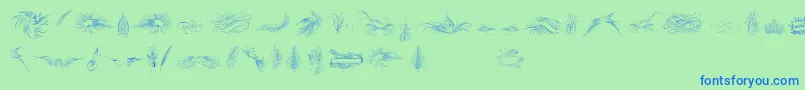 PenmanshipBirdsAndOrnamentsFree Font – Blue Fonts on Green Background