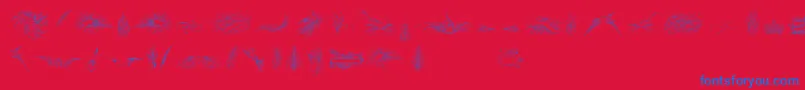 PenmanshipBirdsAndOrnamentsFree Font – Blue Fonts on Red Background