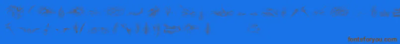 PenmanshipBirdsAndOrnamentsFree Font – Brown Fonts on Blue Background