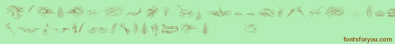 PenmanshipBirdsAndOrnamentsFree Font – Brown Fonts on Green Background