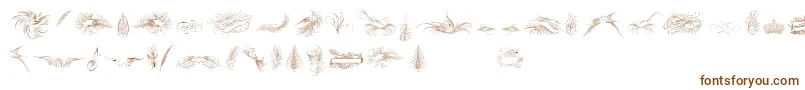 フォントPenmanshipBirdsAndOrnamentsFree – 白い背景に茶色のフォント