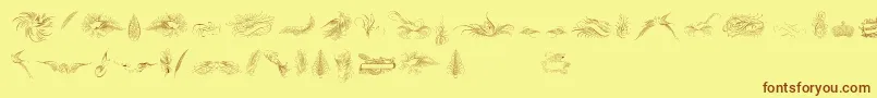 PenmanshipBirdsAndOrnamentsFree Font – Brown Fonts on Yellow Background