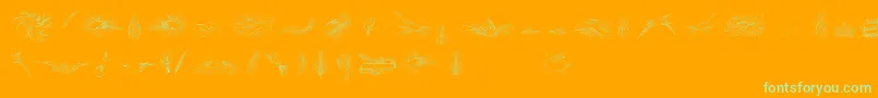 Fonte PenmanshipBirdsAndOrnamentsFree – fontes verdes em um fundo laranja
