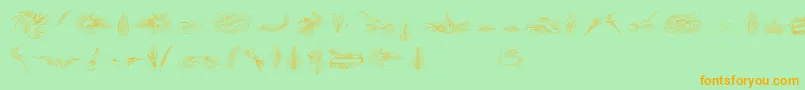 PenmanshipBirdsAndOrnamentsFree Font – Orange Fonts on Green Background