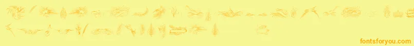 PenmanshipBirdsAndOrnamentsFree Font – Orange Fonts on Yellow Background
