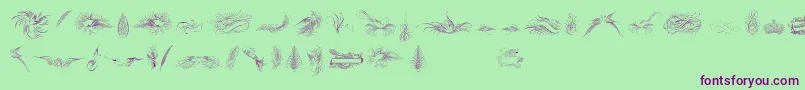 PenmanshipBirdsAndOrnamentsFree Font – Purple Fonts on Green Background