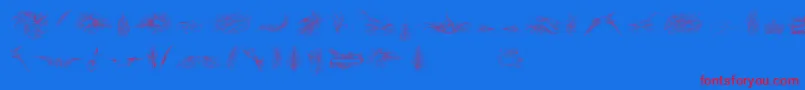 PenmanshipBirdsAndOrnamentsFree Font – Red Fonts on Blue Background