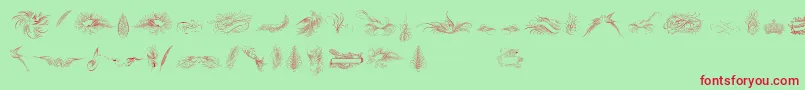 PenmanshipBirdsAndOrnamentsFree Font – Red Fonts on Green Background
