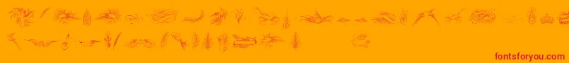 PenmanshipBirdsAndOrnamentsFree Font – Red Fonts on Orange Background