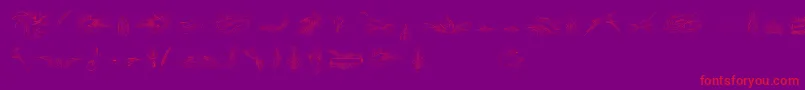 PenmanshipBirdsAndOrnamentsFree-fontti – punaiset fontit violetilla taustalla