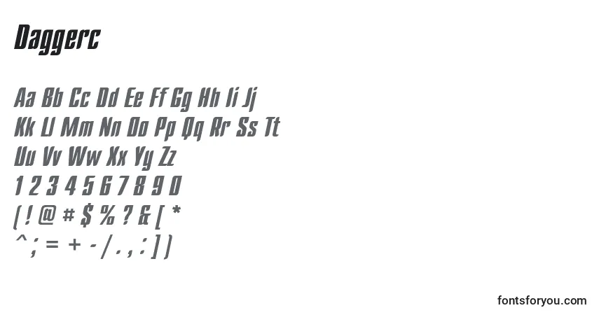Schriftart Daggerc – Alphabet, Zahlen, spezielle Symbole