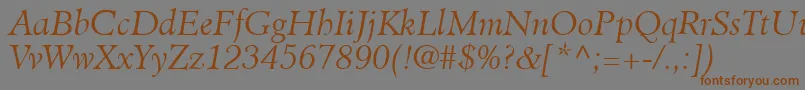 Шрифт ClericLightSsiLightItalic – коричневые шрифты на сером фоне