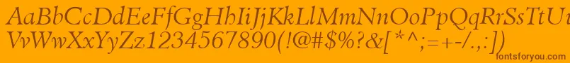 フォントClericLightSsiLightItalic – オレンジの背景に茶色のフォント