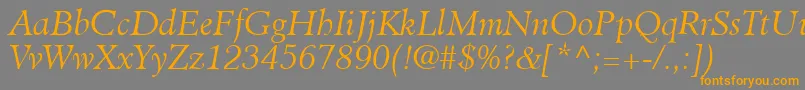 ClericLightSsiLightItalic-fontti – oranssit fontit harmaalla taustalla