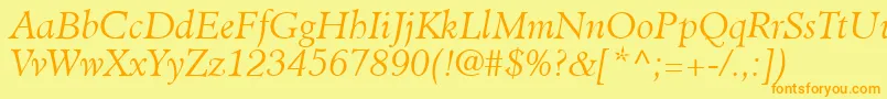 フォントClericLightSsiLightItalic – オレンジの文字が黄色の背景にあります。