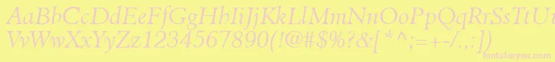 フォントClericLightSsiLightItalic – ピンクのフォント、黄色の背景