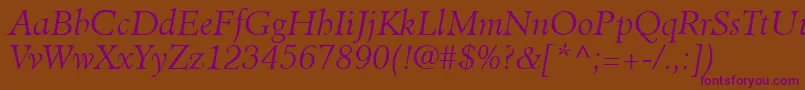 ClericLightSsiLightItalic Font – Purple Fonts on Brown Background