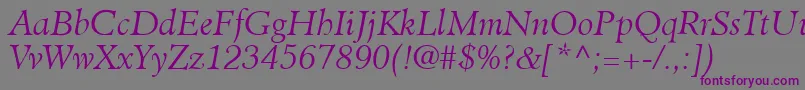 ClericLightSsiLightItalic-Schriftart – Violette Schriften auf grauem Hintergrund