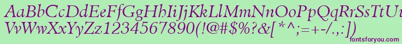 ClericLightSsiLightItalic Font – Purple Fonts on Green Background