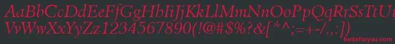 フォントClericLightSsiLightItalic – 黒い背景に赤い文字