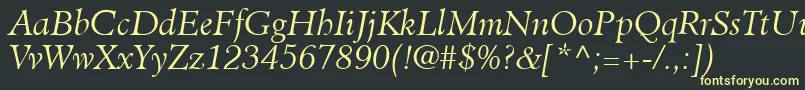 ClericLightSsiLightItalic-fontti – keltaiset fontit mustalla taustalla