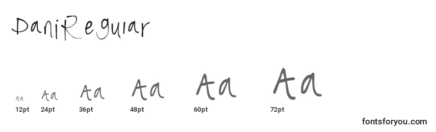 Размеры шрифта DaniRegular