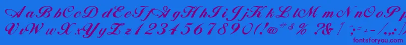 AnnebergRegular Font – Purple Fonts on Blue Background