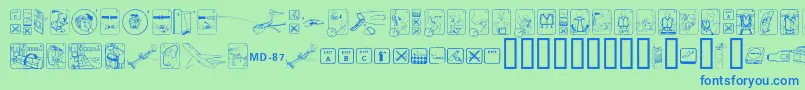 フォントFastenyourseatbeltcleanReg – 青い文字は緑の背景です。