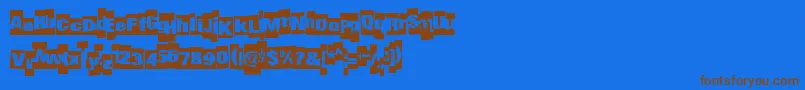 フォントUndergroundevent – 茶色の文字が青い背景にあります。