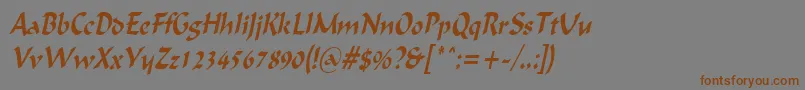 フォントIgnaciouscondensedItalic – 茶色の文字が灰色の背景にあります。