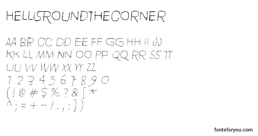 A fonte HellIsRoundTheCorner – alfabeto, números, caracteres especiais