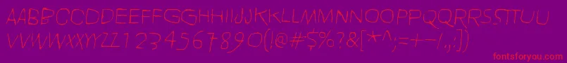 HellIsRoundTheCorner-Schriftart – Rote Schriften auf violettem Hintergrund