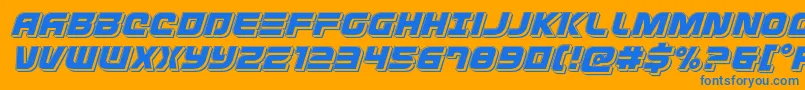 Defconzeropunchital Font – Blue Fonts on Orange Background