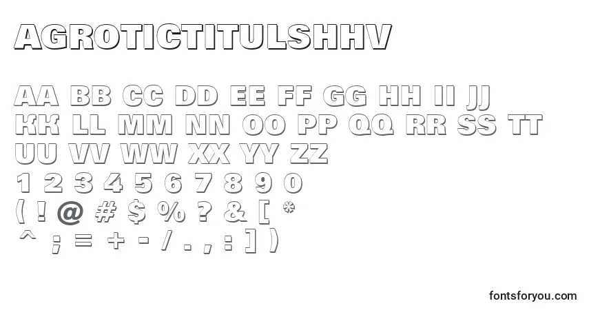Czcionka AGrotictitulshhv – alfabet, cyfry, specjalne znaki