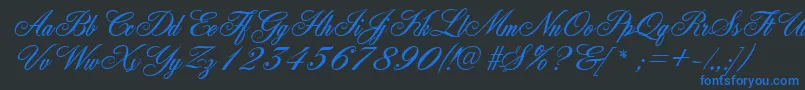 GeFleurish-Schriftart – Blaue Schriften auf schwarzem Hintergrund