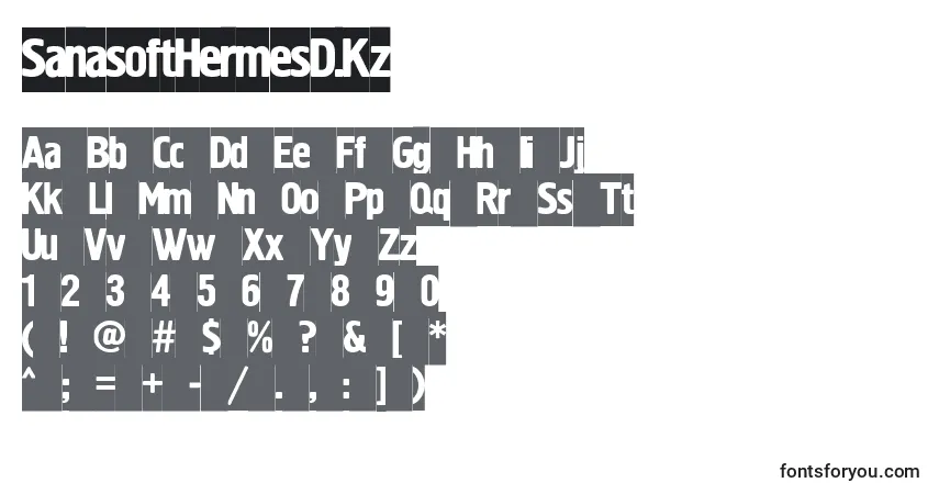 A fonte SanasoftHermesD.Kz – alfabeto, números, caracteres especiais