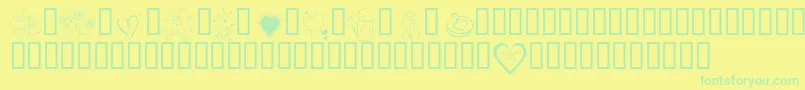 Kr Valentines 2006  Font – Green Fonts on Yellow Background
