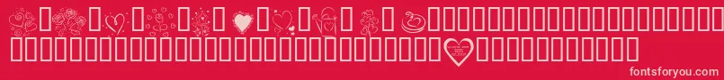 Czcionka Kr Valentines 2006  – różowe czcionki na czerwonym tle