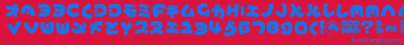Mynipponcontur-Schriftart – Blaue Schriften auf rotem Hintergrund