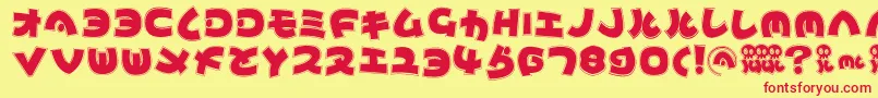 Czcionka Mynipponcontur – czerwone czcionki na żółtym tle