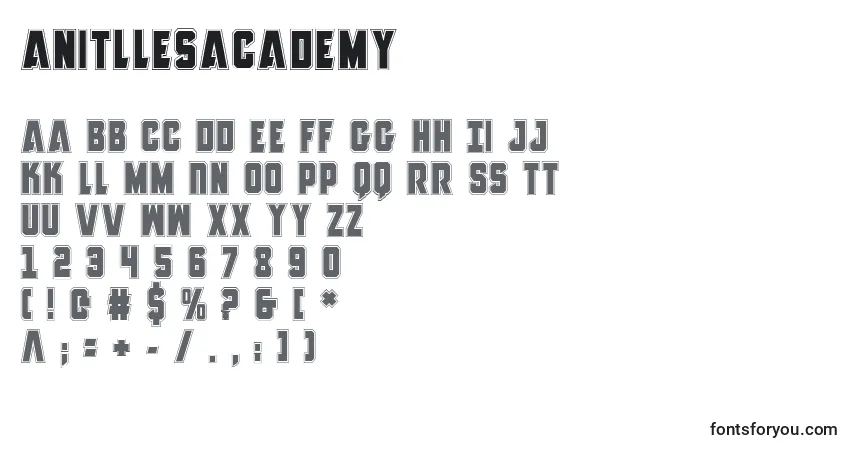 Schriftart AnitllesAcademy – Alphabet, Zahlen, spezielle Symbole