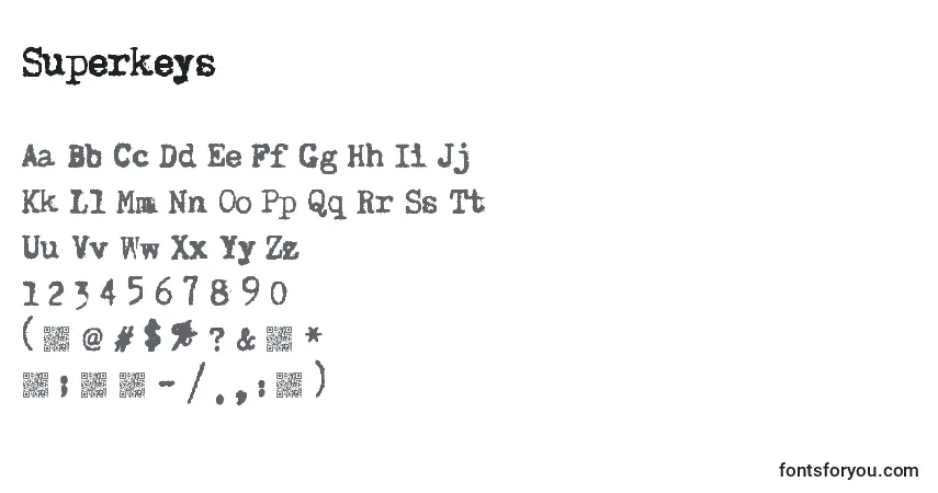 Schriftart Superkeys – Alphabet, Zahlen, spezielle Symbole