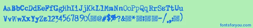 Superkeys-Schriftart – Blaue Schriften auf grünem Hintergrund