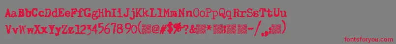 フォントSuperkeys – 赤い文字の灰色の背景