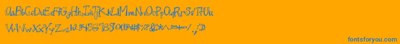 Juicyrags-Schriftart – Blaue Schriften auf orangefarbenem Hintergrund