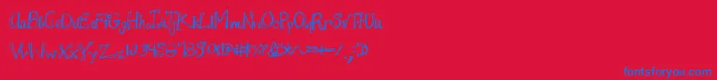 Juicyrags-fontti – siniset fontit punaisella taustalla